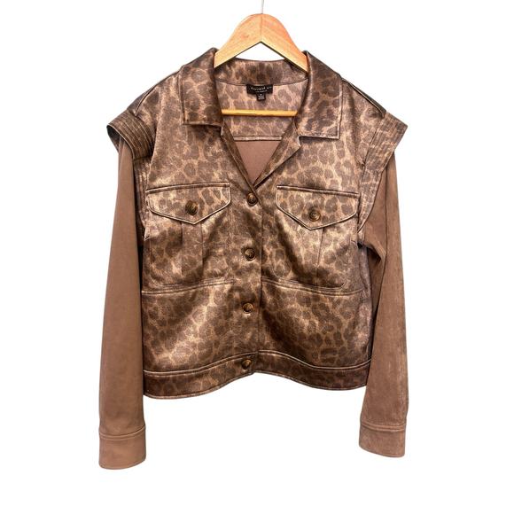 Current Air Los Angeles Leopard Print Retro Jacket Medium 80s‎ Style - Picture 1 of 9